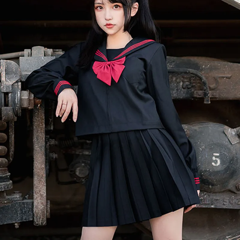 Uniformes Da Escola Japonesa S 2xl: Marinheiro Vermelho Preto JK