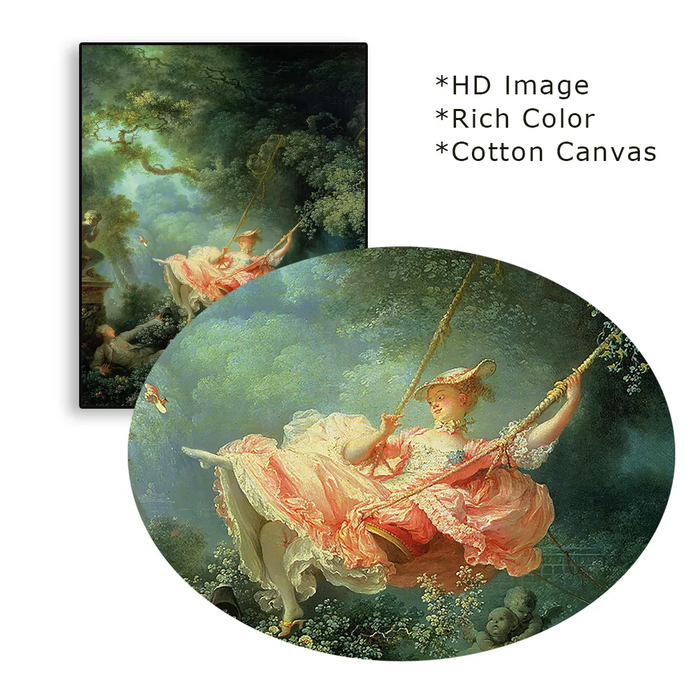 Vintage Rococo Art Prints - Classical Swing Painting on