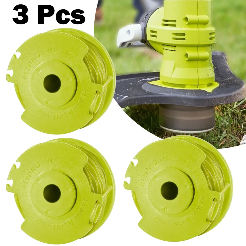 3 Pack Twisted String Trimmer Spool 0.080 Replacement Auto Feed Line Spools for Ryobi String Trimmers 2024 Model Garden Tool Parts