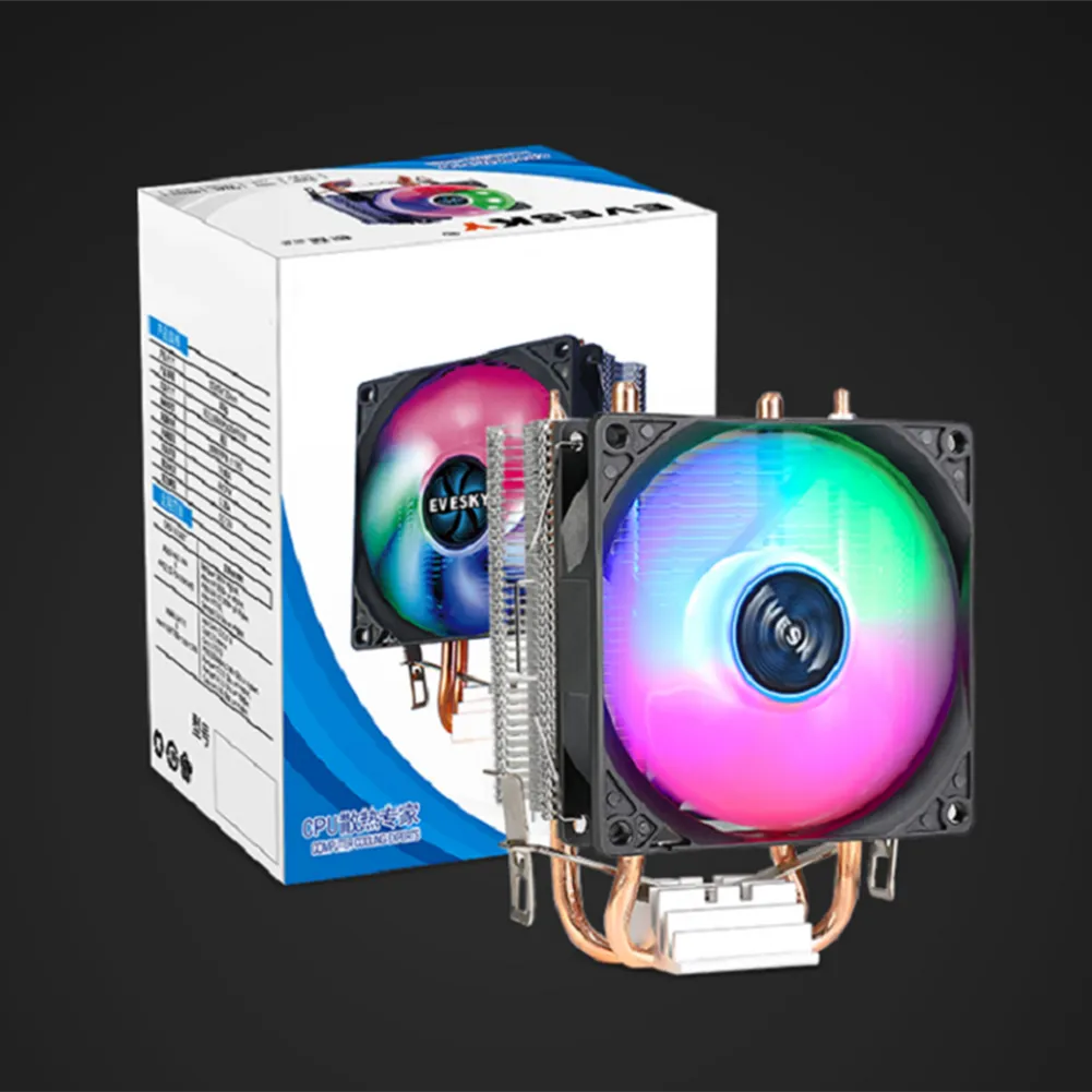 CPU Cooler 2 Heat Pipes Mute RGB Tower CPU Cooling Fan For Intel LGA ...