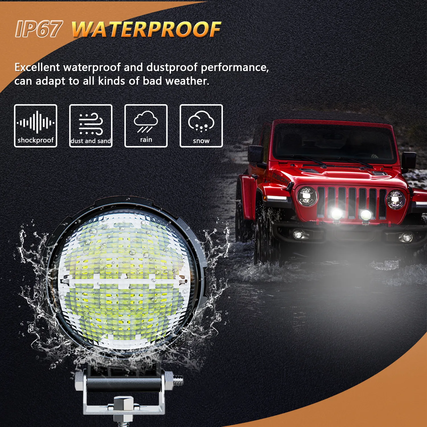 4 Inch Offroad LED Work Light Bar Round Spot Flood Combo Beam 72W 6000K IP67 12V 24V from Decorative Lights - price 43.98