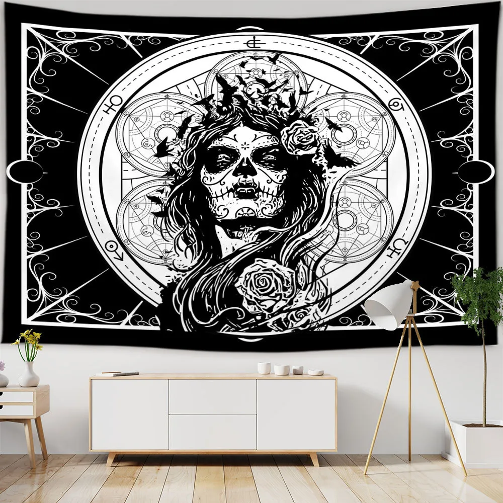 DHgate Butterflies and Moths Tapestry Black and White Flower Tapestry Wall Hanging Beach Blanket Romantic Bedroom Dorm Home Decor Home Garden