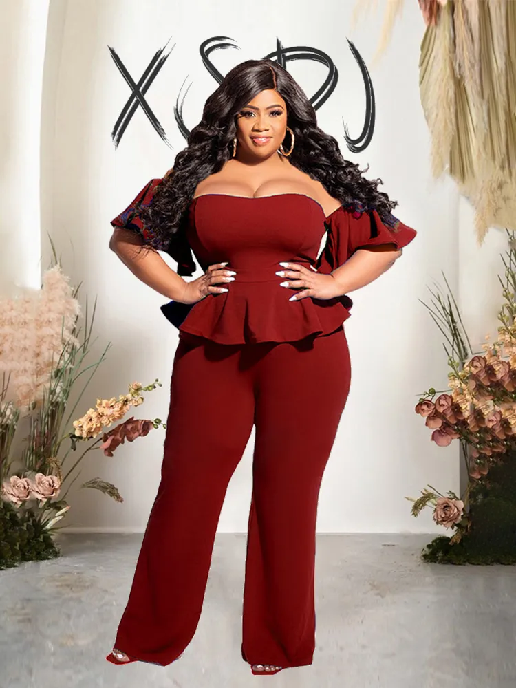DHgate Womens Plus Size Off Shoulder Casual Jumpsuits Sexy One Piece Party Attire Apparel