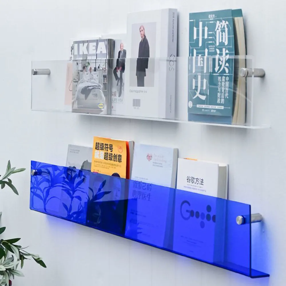 Transparent Acrylic Magazine Rack, Wall Mounted Bookshelf For Books ...