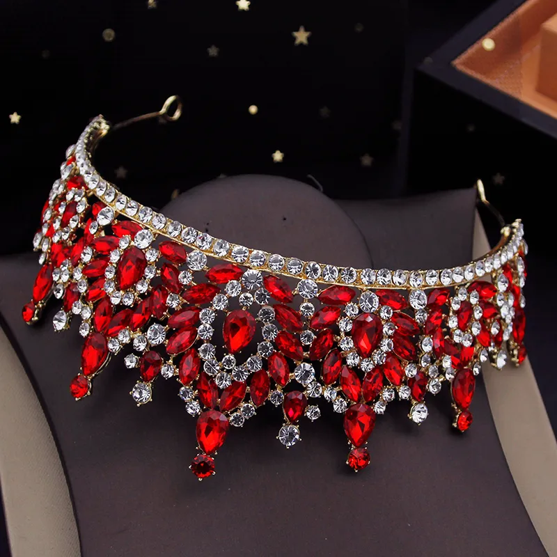 Tiara Nuziale A Foglie Con Cristalli 7.5cm - 6 Colori Per Sposa E Festa