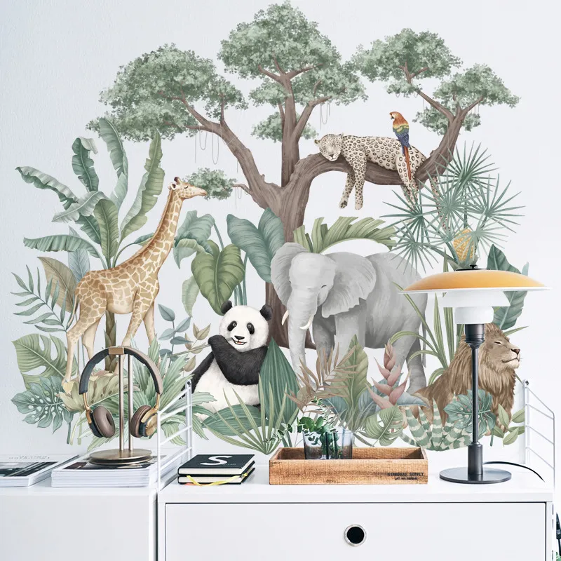 Safari Nursery Stickers Jungle Animal Wall Decals - With Monkey ...
