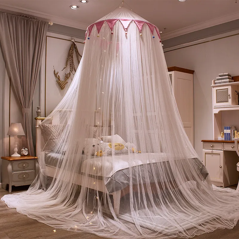 Ciel De Lit à 4 Poteaux Avec Moustiquaire En Dentelle - Pour Lit 1,5 M (cadre Non Fourni) - Couleur Beige - 10