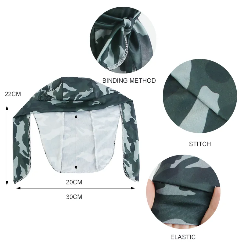 Camouflage Bandana – 100% Cotton, Biker Durag Style, Multi-Use Headwrap, Bandana, Scarf, Made In China