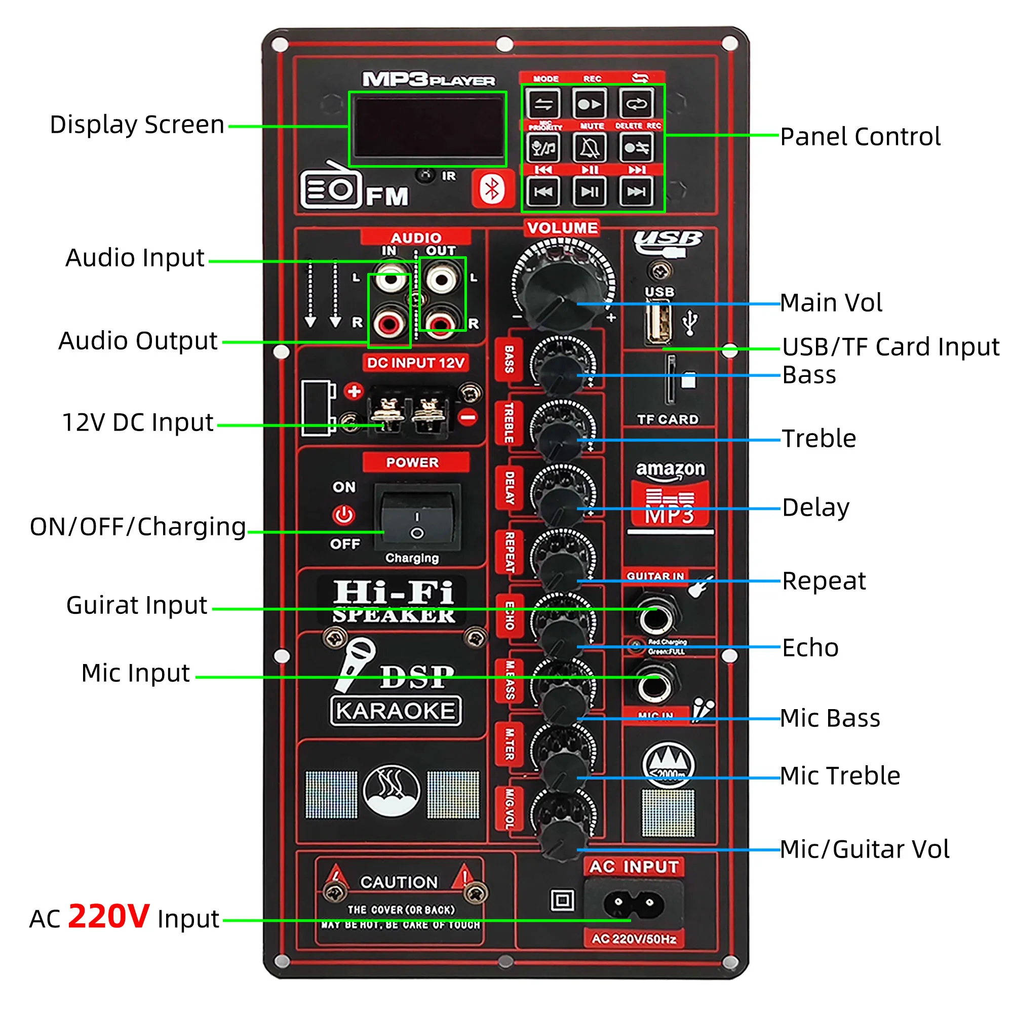 150W Bluetooth Digital Amplifier Board For 6 12 Speaker Microphone ...