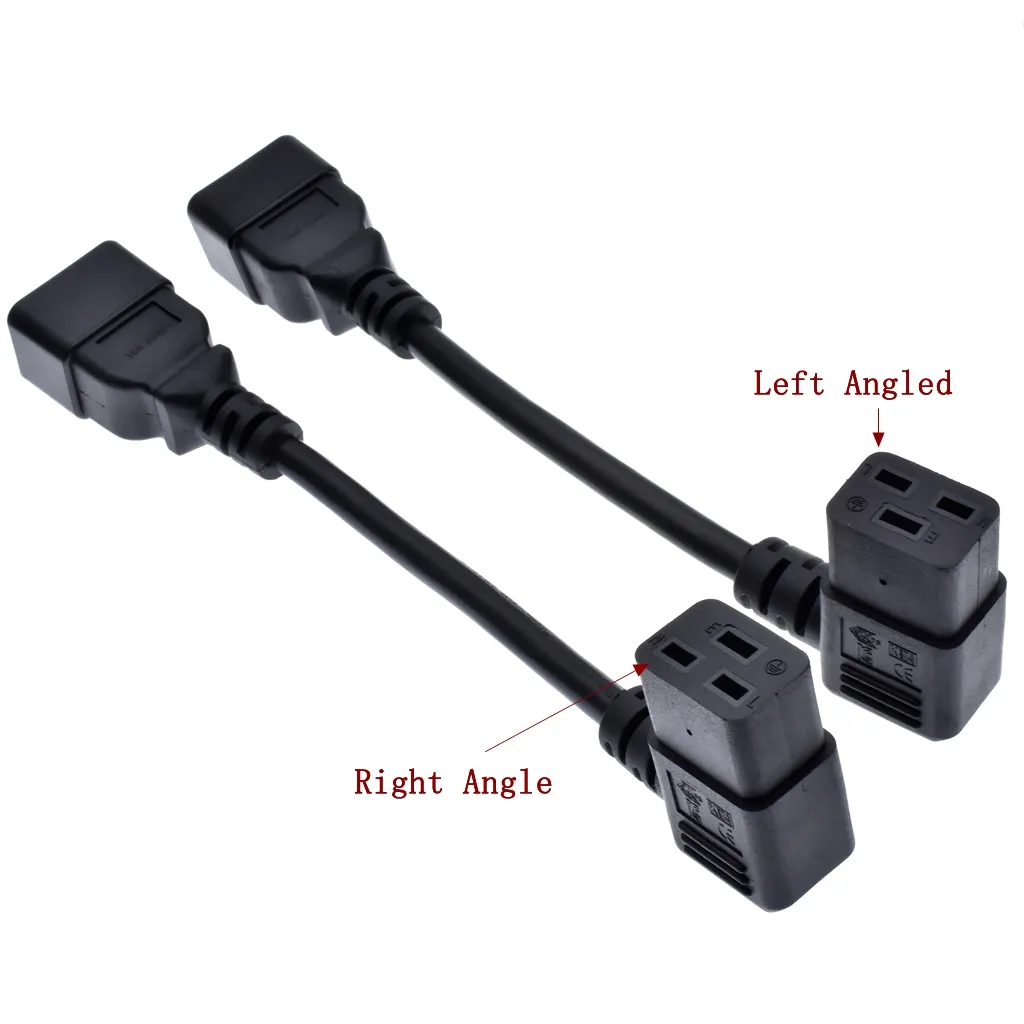 IEC320 C20 to Right Angle C19 Power Cable Cord for Server/PDU 16A Heavy-Duty Computer Power Cord L-shaped