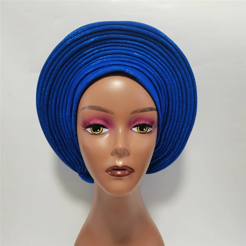 Nigerian Blue Gele Headtie Auto Gele Turban Headwarp... From  display picture 1