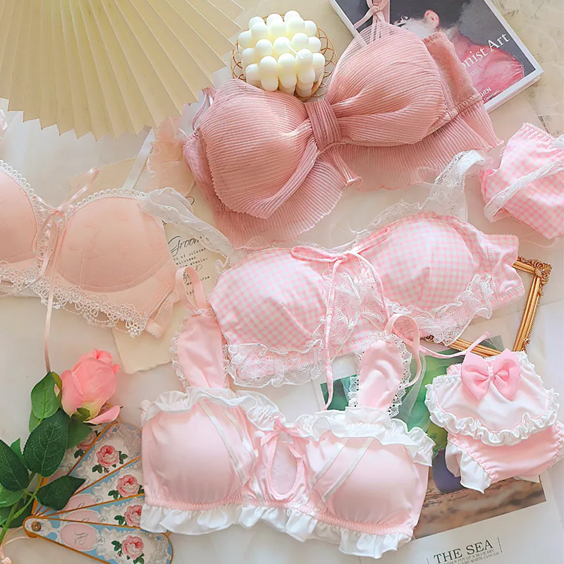 Pink Lace Push Up Bra And Panty Set Triangle Cup... From Uledemode ...