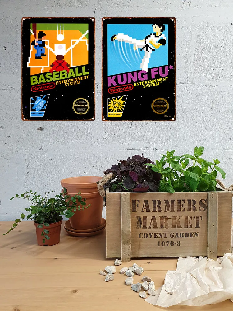 Retro Video Game Metal Posters: Decor for Bar, Man Cave
