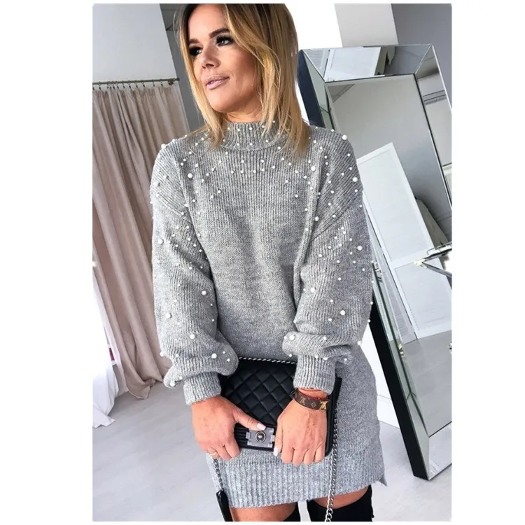Womens Pearl Beaded O Neck Sweater Dress  Loose Fit... From Ddmyearth,  $266.73 | DHgate.Com