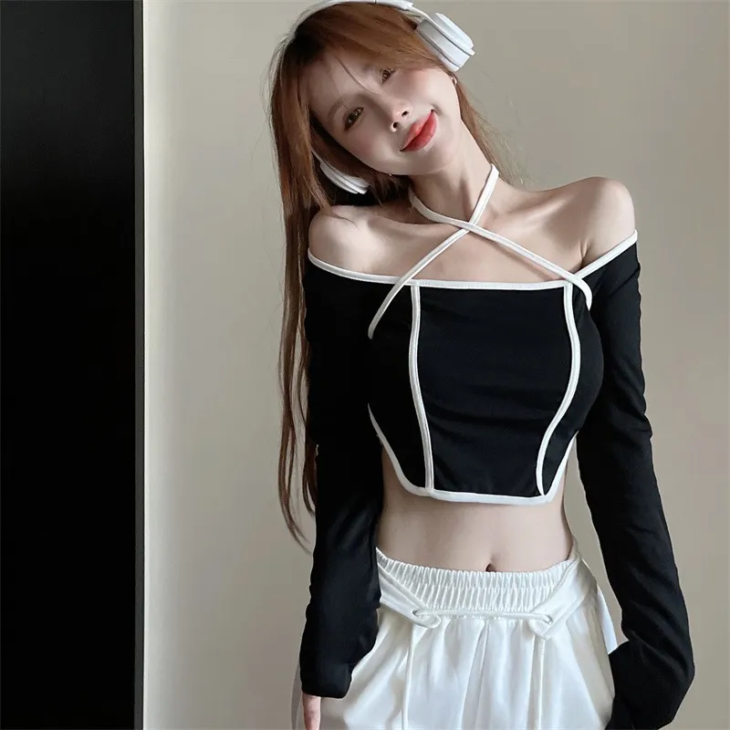 Magliette strette da donna Crop Y2K Top Casual Slim Fit Girocollo Manica Corta Tee Moda TIK Tok Uscire Top Basic Tinta unita Camicetta Adolescente Estetica Streetwear, 07-beige, M