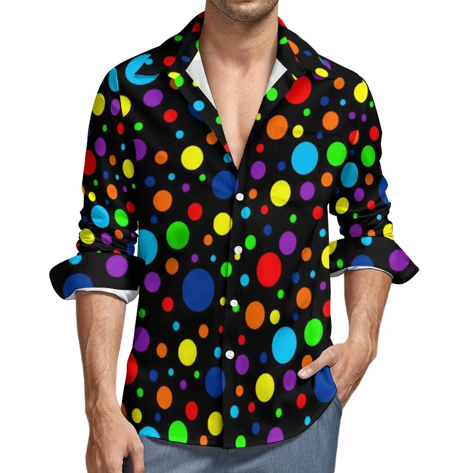 rainbow polka dot shirt