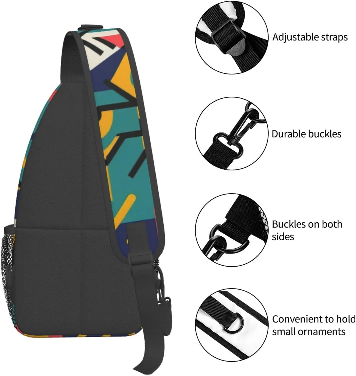 Geometric Crossbody Sling Mens Sling Backpack Retro... From  display picture 3