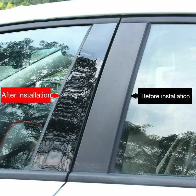 OYTHO B Pillar Cover Trim,per Nissan Qashqai 2016-2018 Copertura del Montante del finestrino dell'auto Adesivo per Colonna BC 8 Pezzi Striscia di Pali Lucidi Neri Lucidi