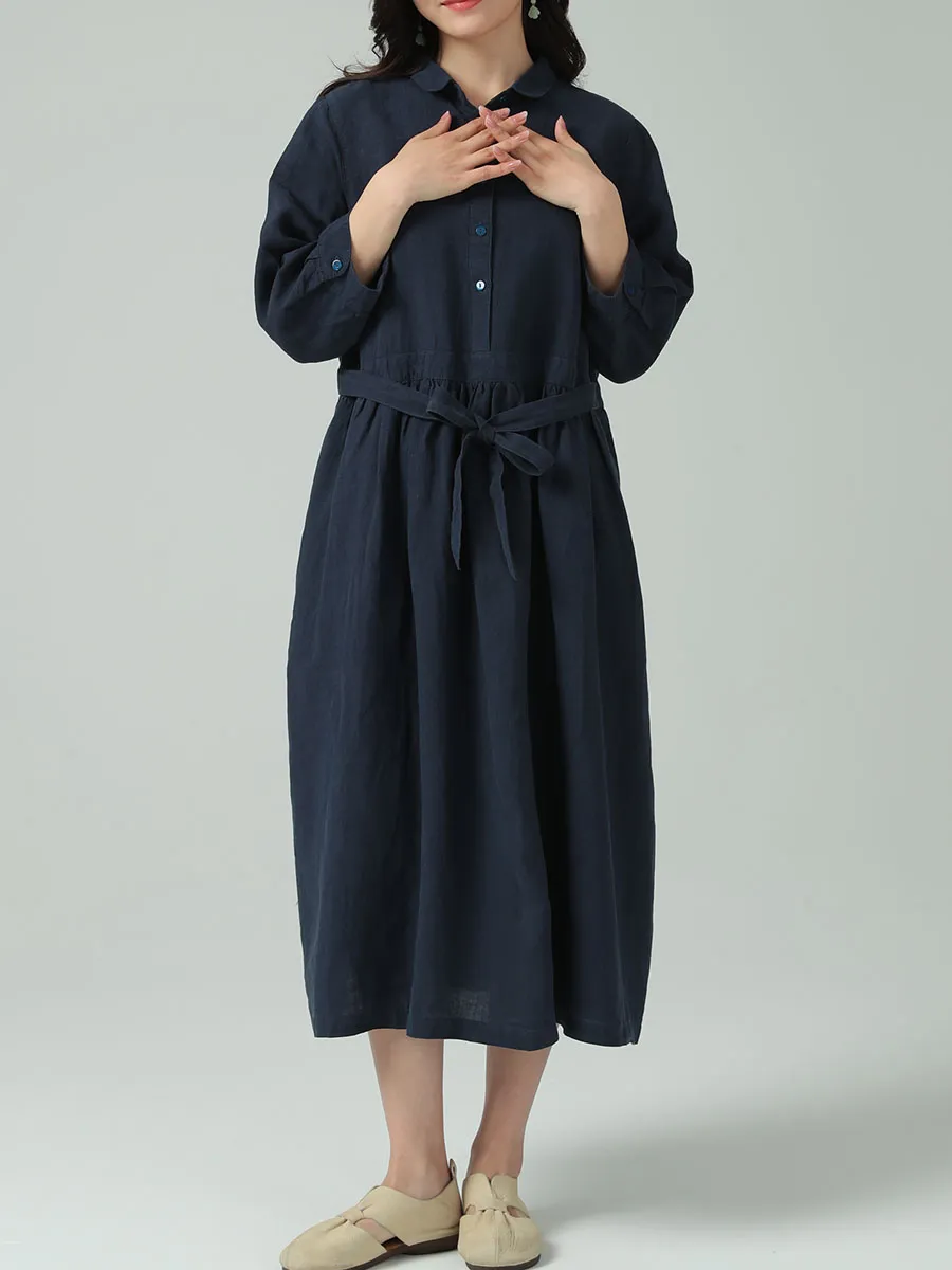 Womens Loose Long Linen Shirt Dress for Spring and Autumn with Breathable  Sanding Washed Fabric from Dhgate Maternity Sweaters - price 173.4