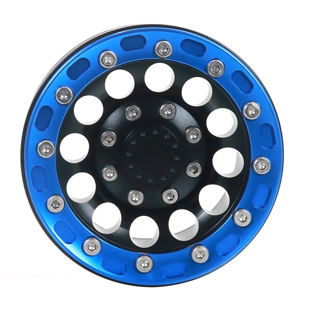 4pcs RC 1/10 Aluminum Alloy Wheel Rims Hex 12mm Adjustable Offset Gold ＆ Blue Color Fit for 1:10 RC On Road Drift Touring Car Tires