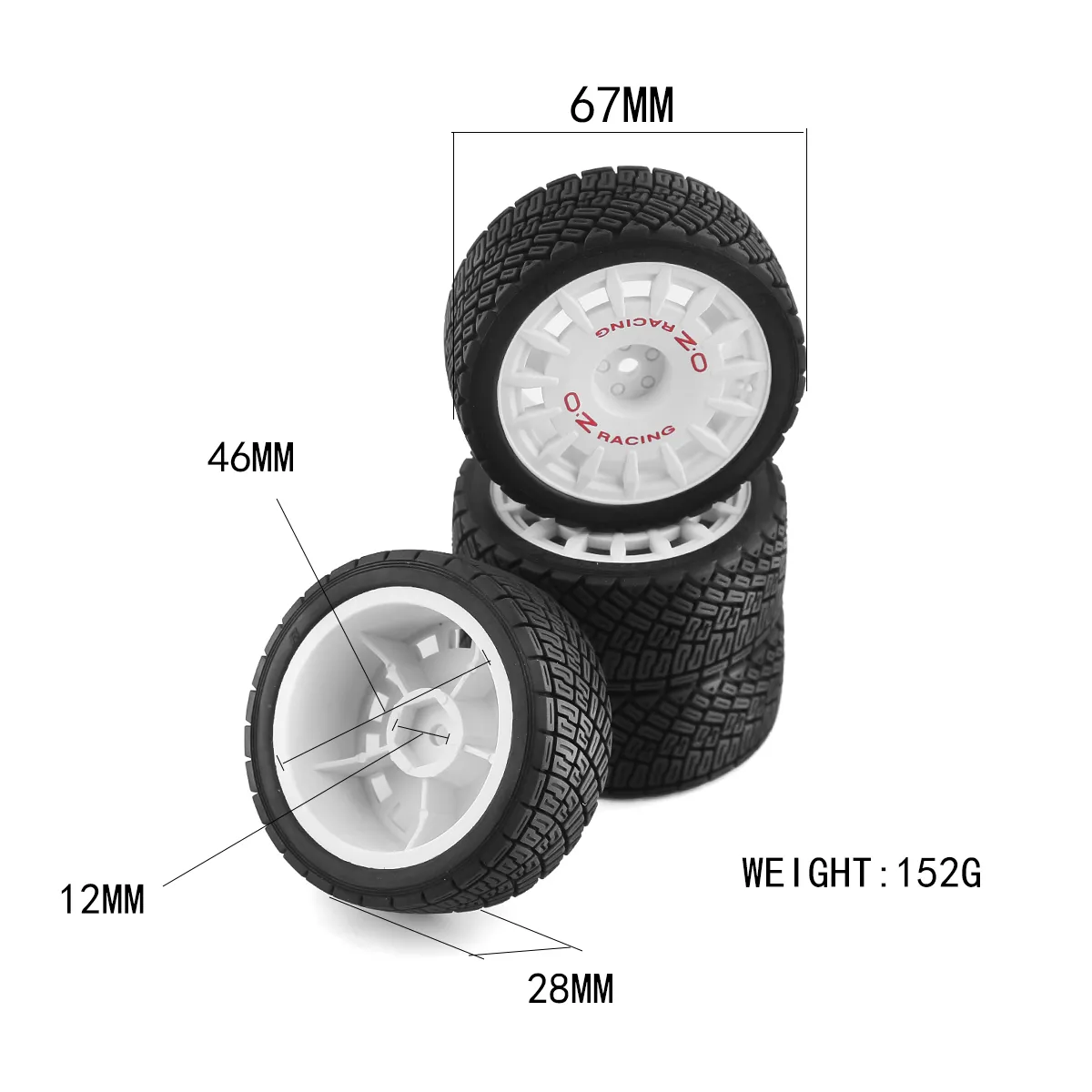 RC Car Tires Set - On-Road Rubber Wheel Tyre for 1/10 1/12 1