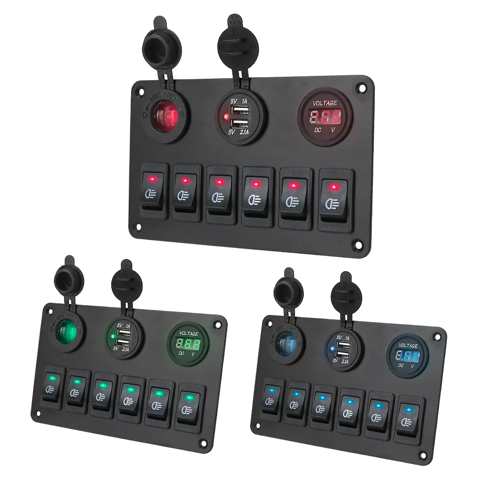 6 Button Rocker Switch Cluster Brand 6 Gang Rocker Switch Panel Waterproof LED... From Ddmyearth, $21. ...