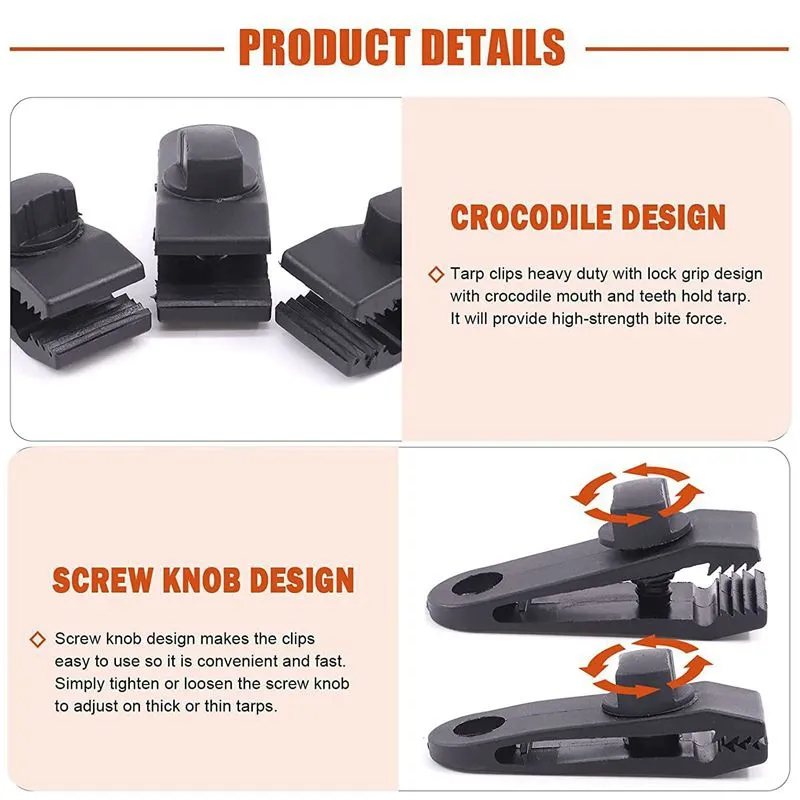 10 Pcs Heavy Duty Tarp Clips, Lock Grip Tent Clamps,Tent Clip Clamps
