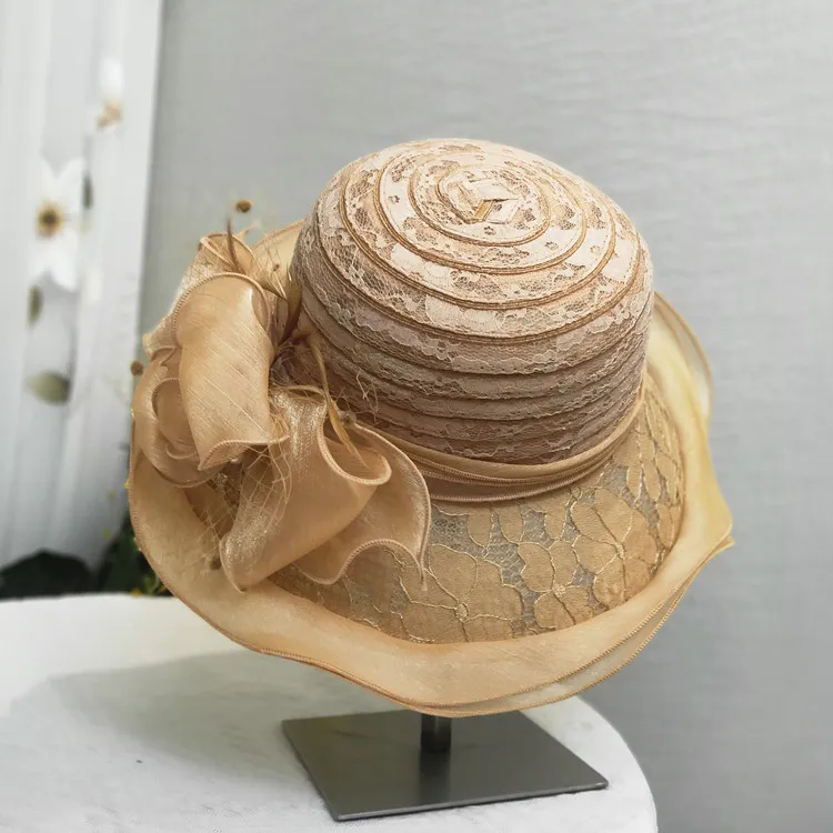 Ladies Fascinators Wide Brim Church Hat Foldable... From  display picture 3