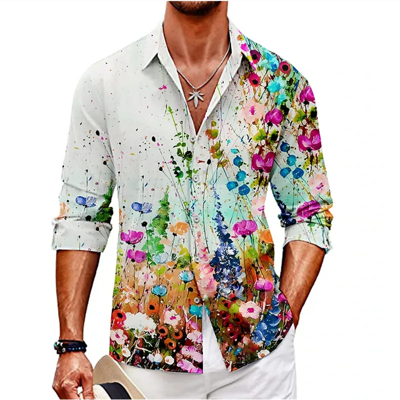 Men's Long Sleeve Flower Print Shirt Summer Leisure Oversized Turn-down  Collar Broadcloth Shirt from Dhgate Shirts - price 79.15
