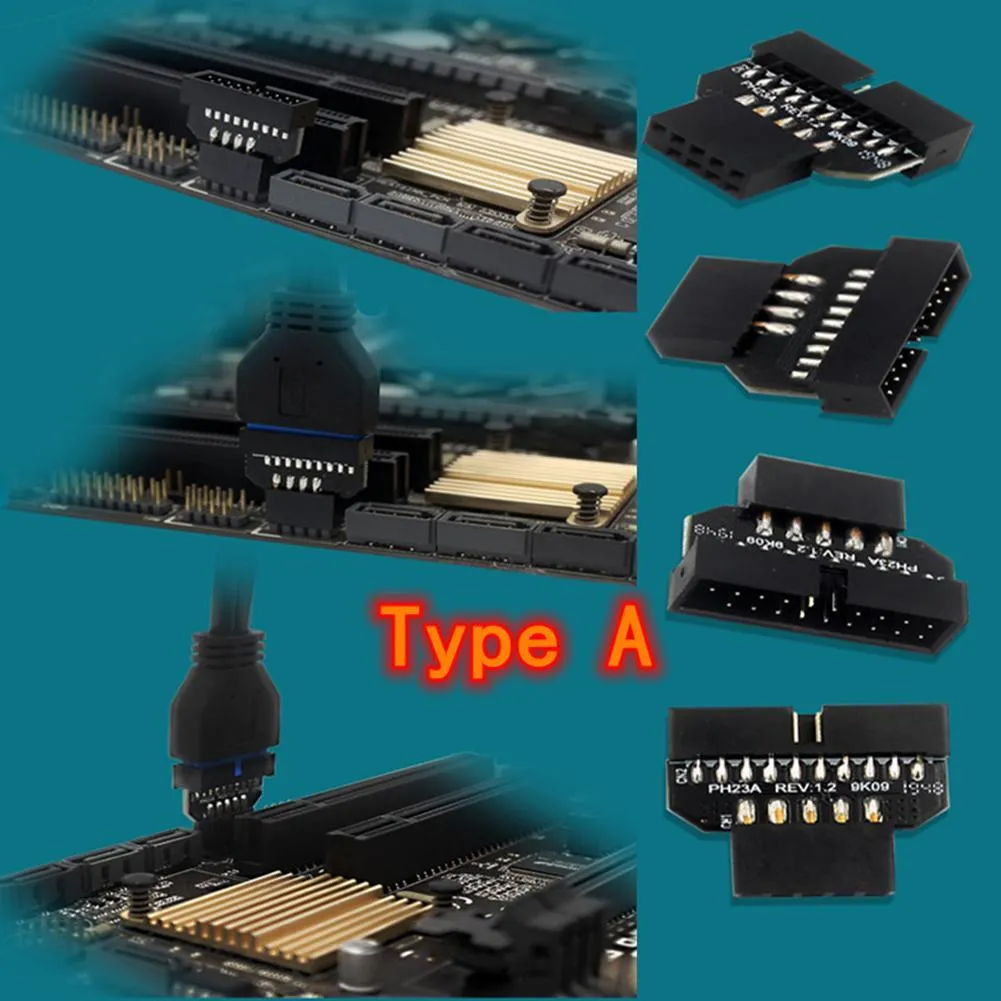 USB 2.0 9-Pin to USB 3.0 20-Pin Adapter Professional Motherboard Front Panel Connector Converter Computer Peripherals