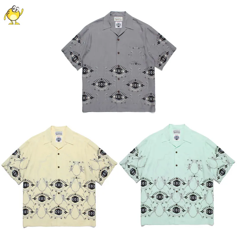 DHgate.com:WACKO MARIA Spider Hawaii Short-Sleeve Lapel