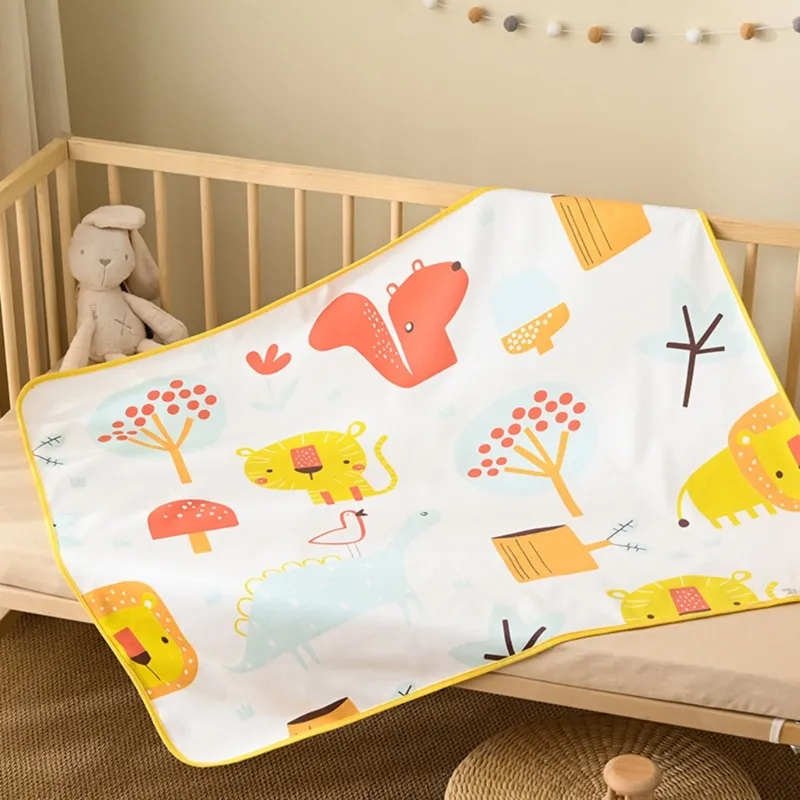 Housse De Table à Langer Imperméable - Coton Doux Imprimé Vagues/animaux - Taille Standard 81x41 Cm - Lavable Machine - Cadeau Bébé