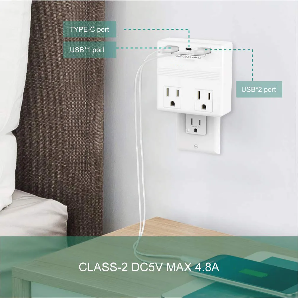 4 Multi-Port Fast Quick Charge 3.0 Wall Charger USB Plug US Adapters