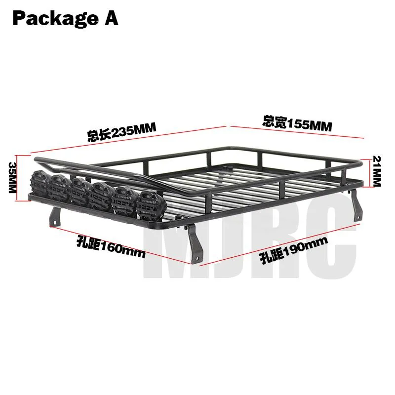 wagon r roof carrier with 4 LED Lights for 1:10 RC Rock Crawler SCX10II ...