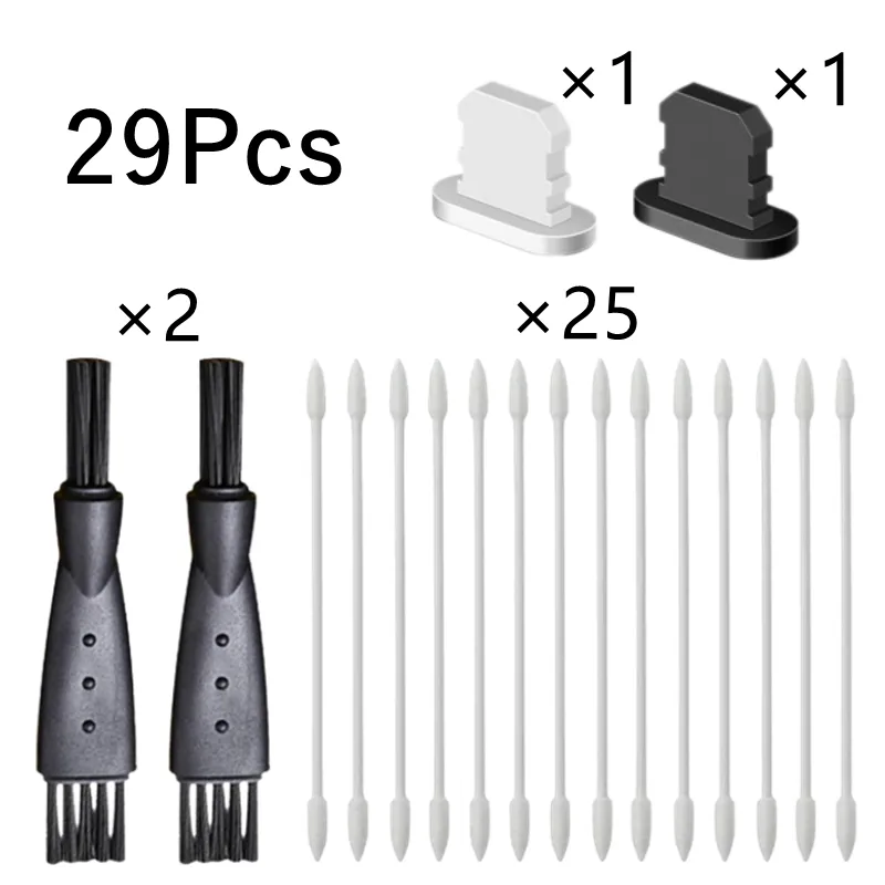 Kit De Nettoyage 5 En 1 Pour Ports De Téléphone - Brosse Et Bouchons Anti-poussière Pour USB-C, Connecteurs, Haut-parleurs