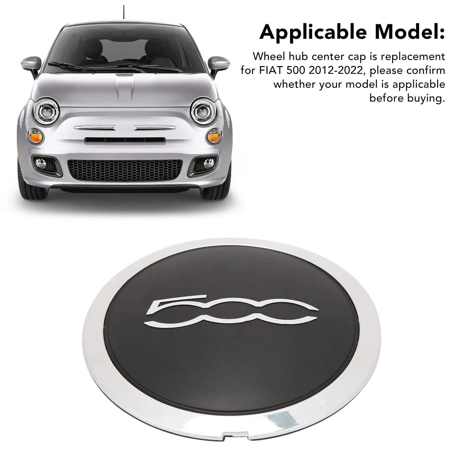 Fiat 500 Centre Cap Cover フィアット500 Car Center Caps Chrome Wheel Hub Cap Replacement For From