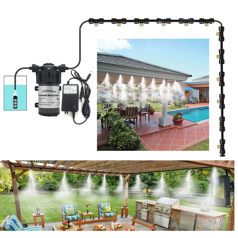 20-Piece 1/4" Slip-Lock Misting Nozzles With Tees & End Plugs – For Outdoor Cooling, Greenhouse, Patio Misting Systems