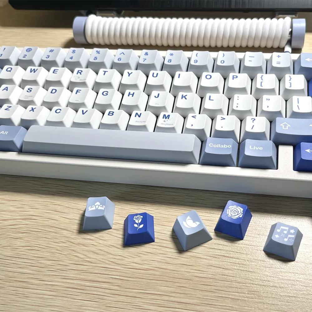 Starry Night Computer Keyboard Starry Night PBT Keycaps - 142 Keys Cherry Profile Side-Printed ANSI ...