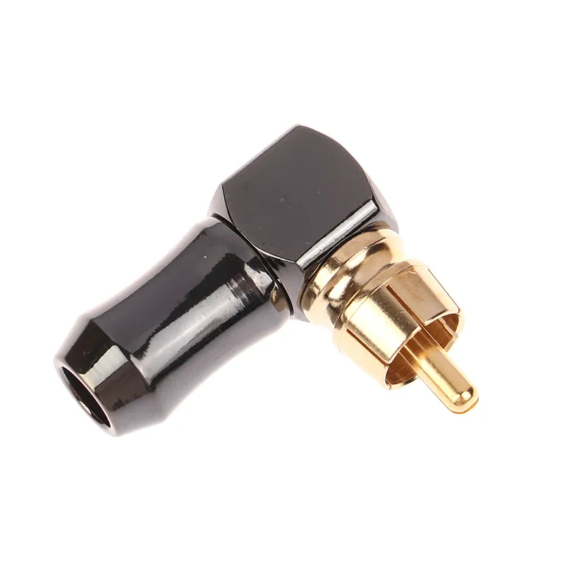 Snake King RCA Male Plug - 90 Degree Right Angle Black Gold