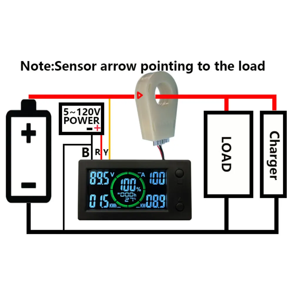 Battery Monitor DC 0-80V0-350A SOC AH Volt AMP Capacity Tester - Foto 7