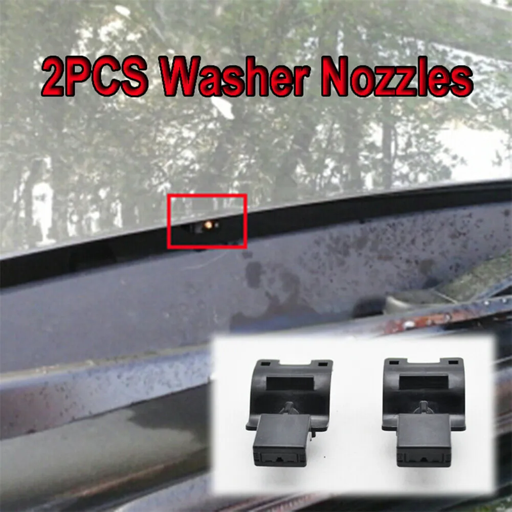 2pcs Windshield Water Washer Spray Nozzle Jet For Mitsubishi Eclipse 2006-2012 (Front, Black)-898747
