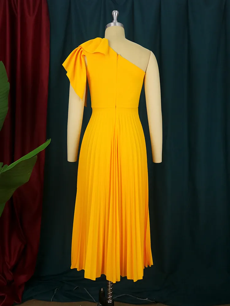 Mustard yellow one shoulder dress hot sale