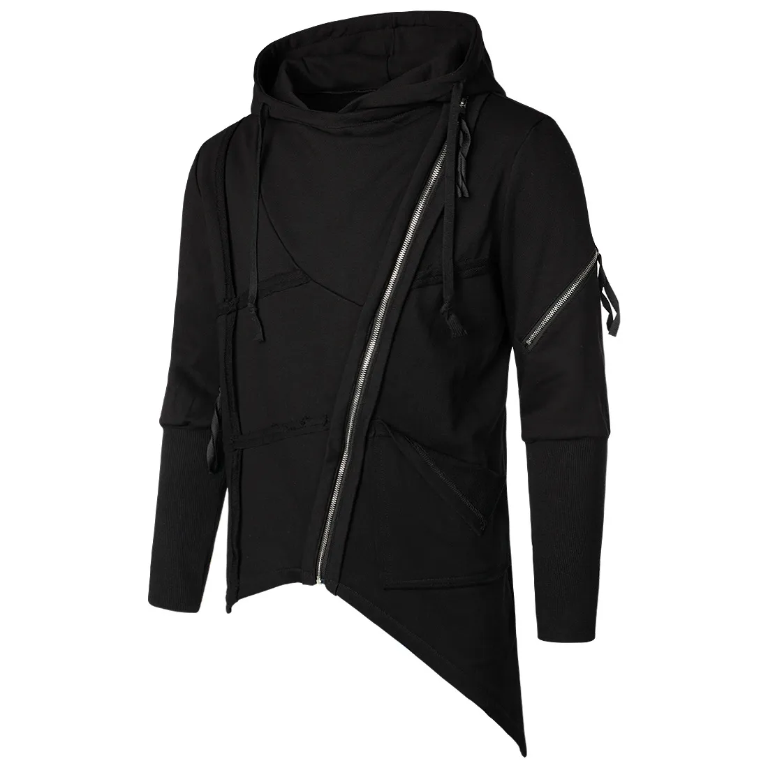Steampunk Gothic Mens Hooded Cool Jackets Oblique Zipper Medieval Style Original Streetwear Designer For Autumn Winter From Homepro12 45.83 DHgate.Com
