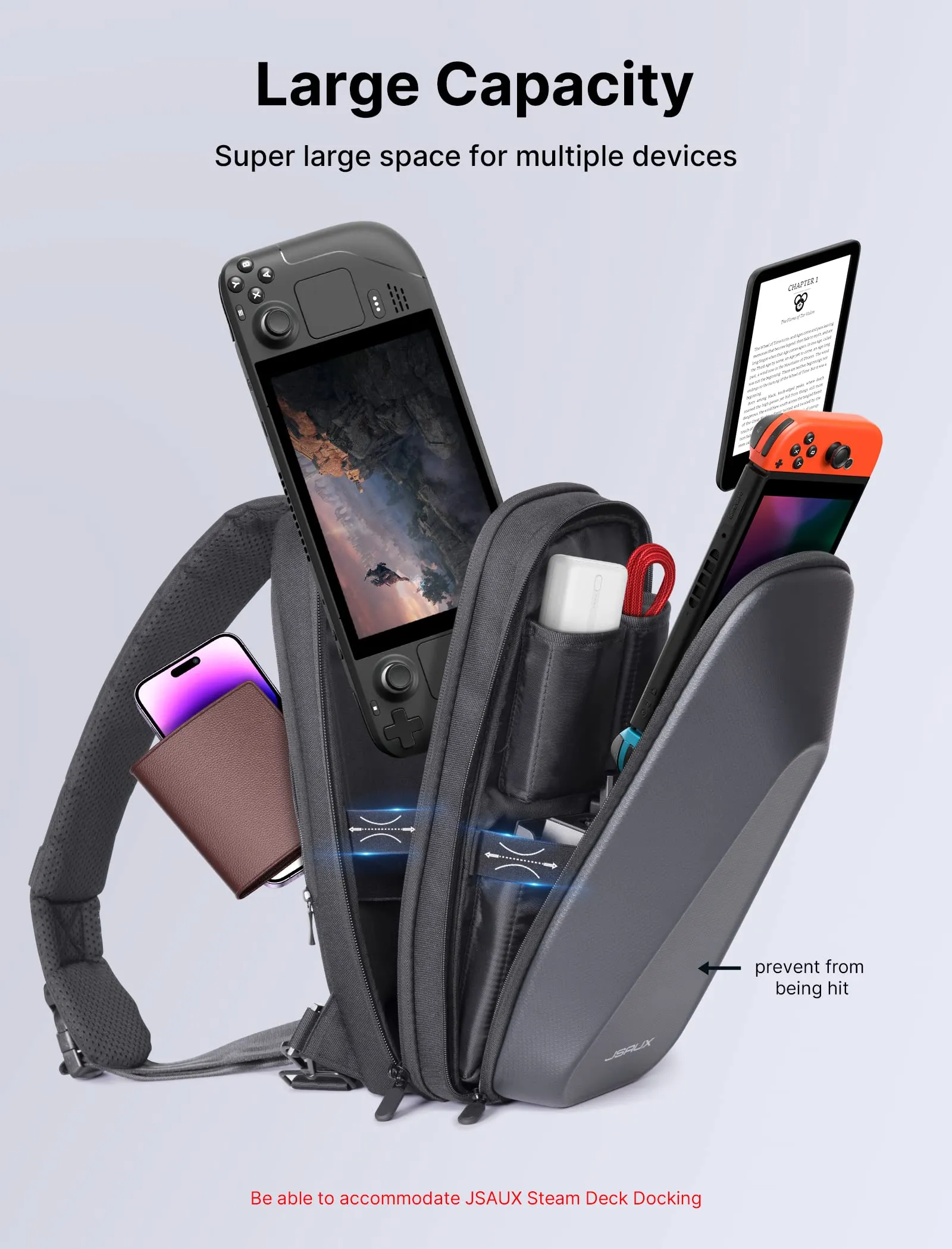Steam Deck Hard Shell Crossbody Backpack Case | Double-Layer