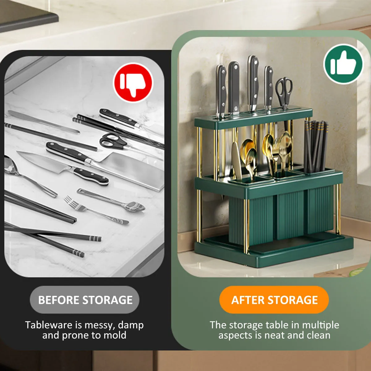 2024 PP Cutlery Holder: Multifunctional Kitchen Knife Rack Utensils ...