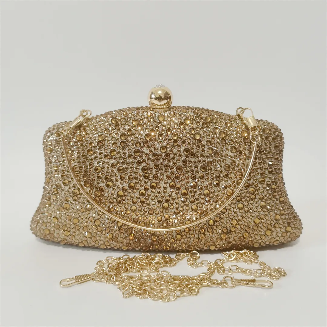 Gold Rhinestone Evening Clutch Purse for Women with Diamond Metal Hard Case  and Zipper & Hasp Closure 8.3in x 4.3in x 1.6in from Dhgate Evening Bags -  price 34.49
