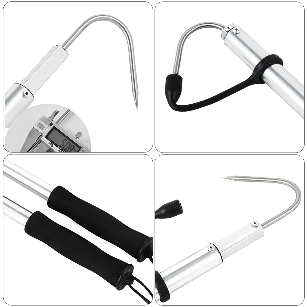 Stainless Gaff Hook Telescopic Fishing Spear With Barbs Metal Ice