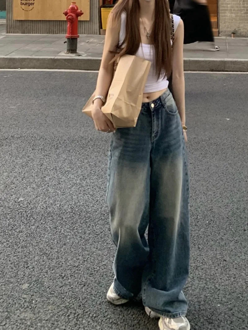 Save Big on Bulk Harajuku Style Pants High Waist Baggy Jeans Loose Straight  Wide Leg Denim Pants For Women American Vintage Style, Comfortable