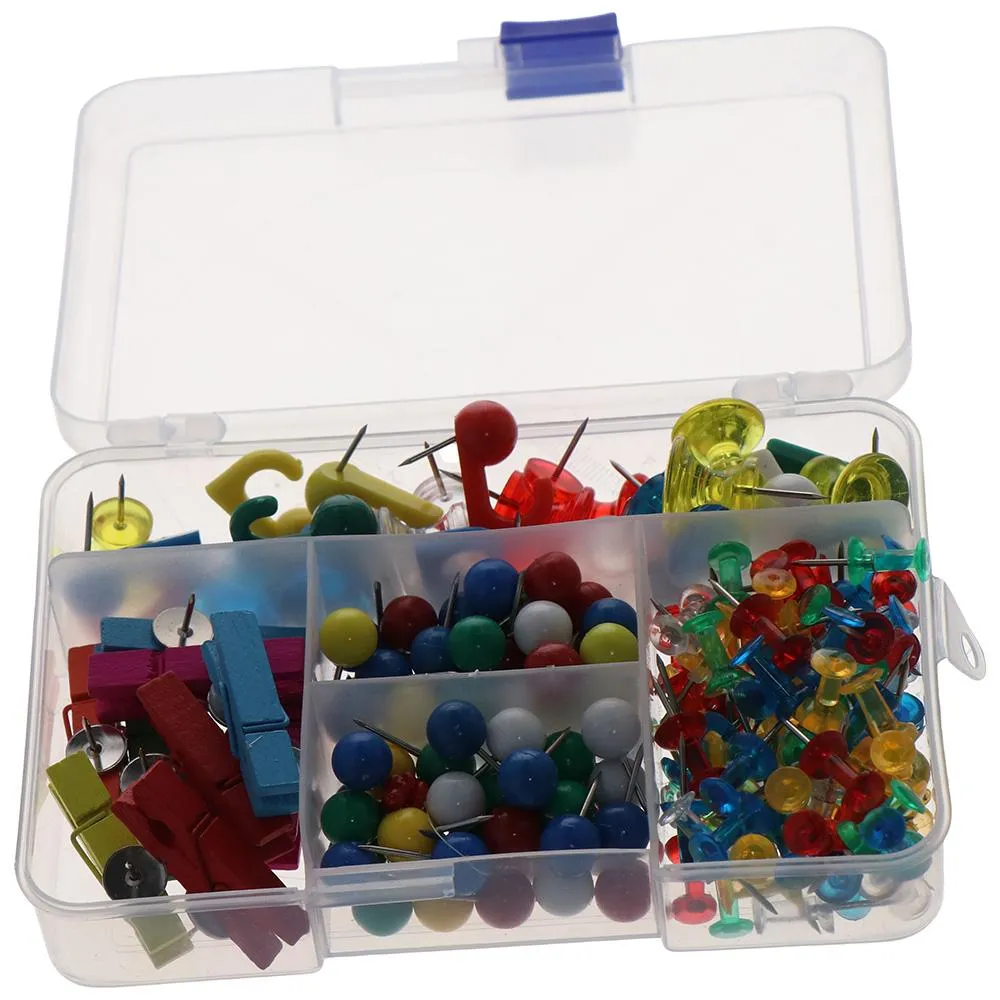 Push Point Pin Office Thumb Tacks 200 Colorful Push Pins - Plastic Head Steel Point ...
