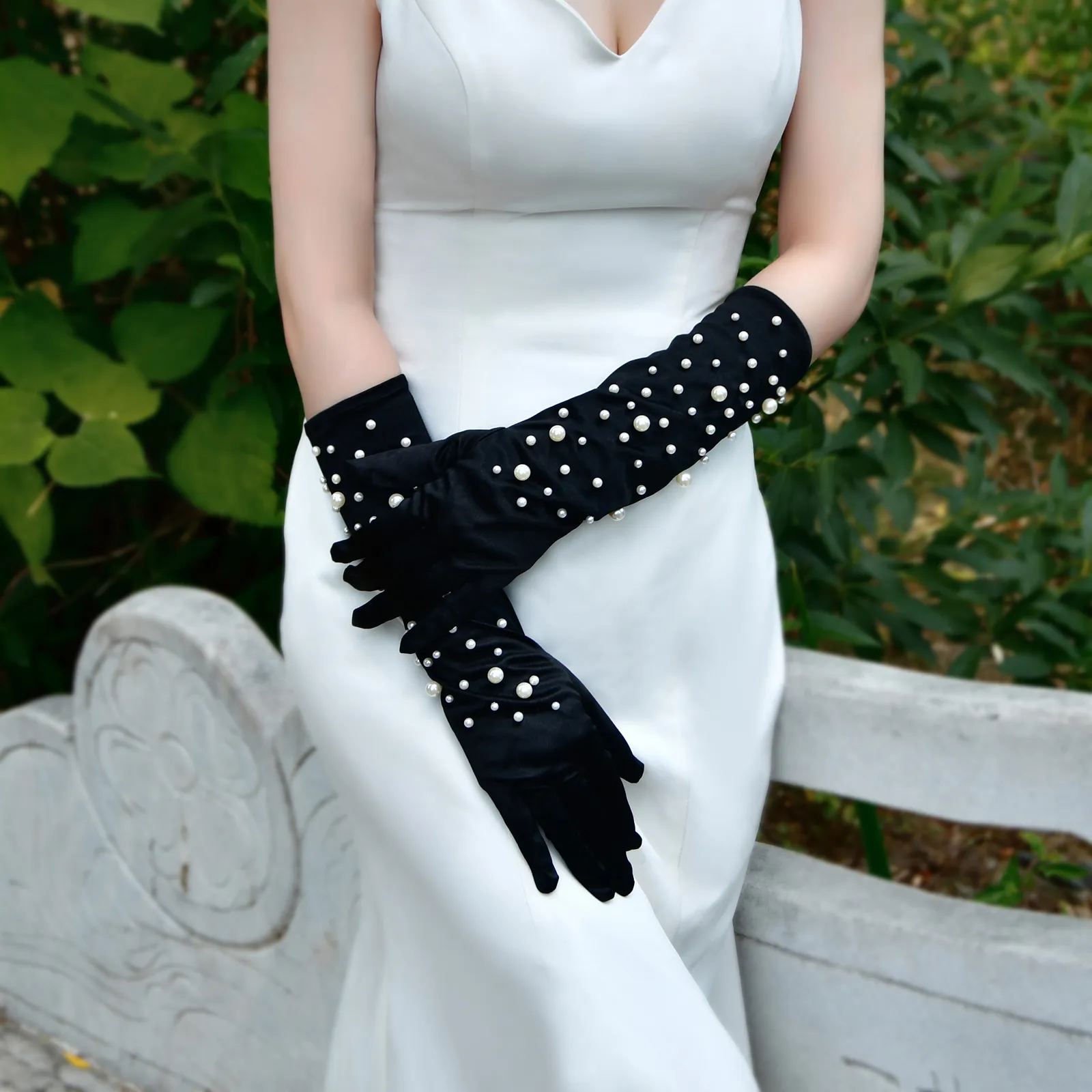 sachin and babi light blue dress Black Fingerless Bridal Gloves Opera Length 30 in Polyester Beaded for  Women from Dhgate Bridal Gloves